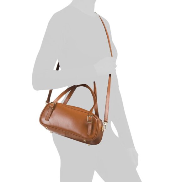 ISADORA Made In Italy Leather East West Satchel With Belted Detail - Picture 2 of 4